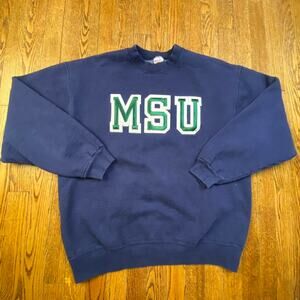 Vintage 90s Michigan State Spartans MSU Embroidered Logo Crewneck Sweatshirt